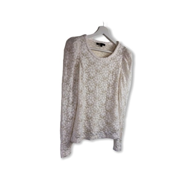 Maje White Floral Lace Long Sleeve Blouse Top - Picture 4 of 9